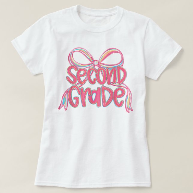 Camiseta Preppy Second Grade 2nd Grade Teachers Girls (Frente do Design)