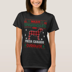 Camiseta Presa Canario Dog Pet Red Xadrez Xmas Ugly Christm