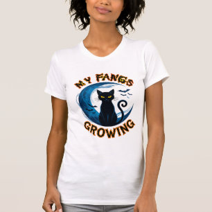 Camiseta Presas Crescentes Halloween Gato Preto Morcegos Lu