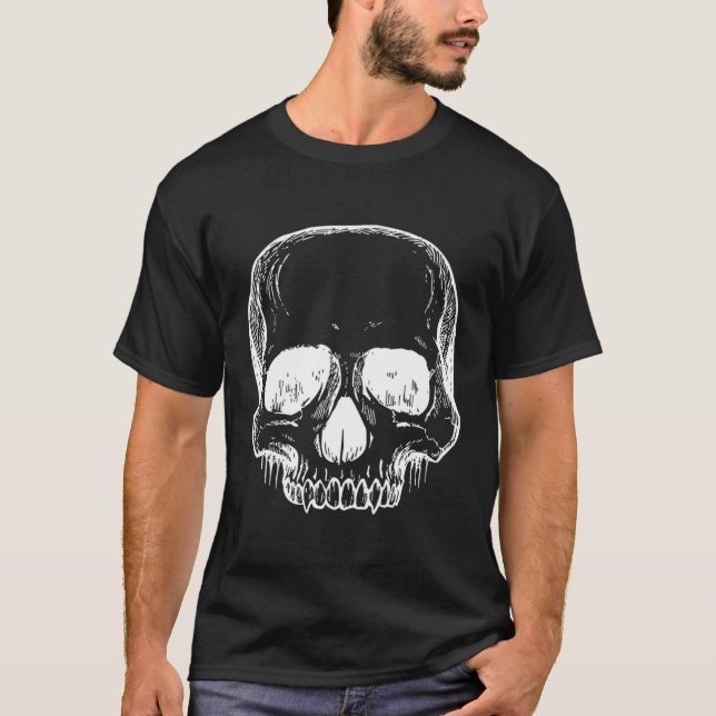 Camiseta Presas De Vampiro Crânio Que São Assustadoras (Frente)