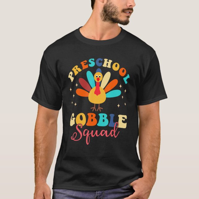 Camiseta Preschool Gobble Squad Turquia Feliz Ação de Graça (Frente)
