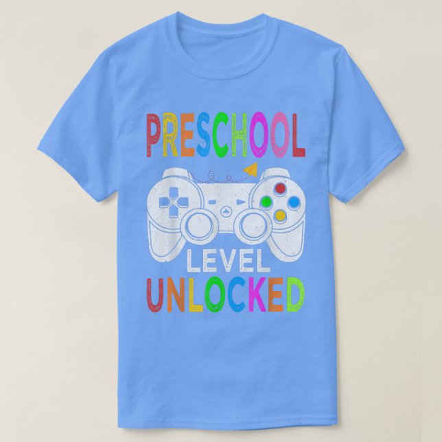Camiseta Preschool Level Unlocked Video Game Back to School (Frente do Design)