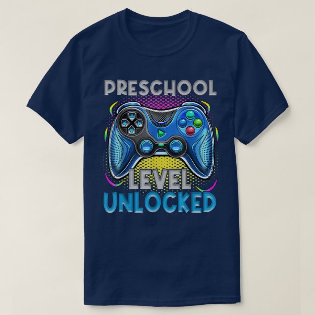 Camiseta Preschool Level Unlocked Video Games Kids Back To  (Frente do Design)
