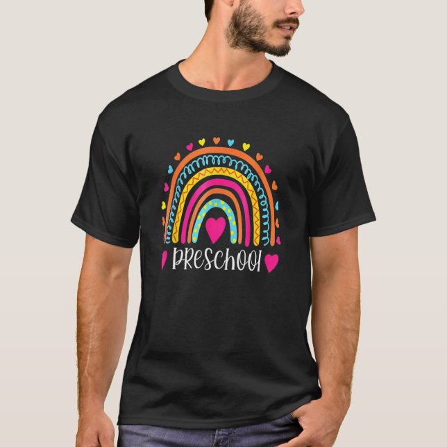 Camiseta Preschool Rainbow Back To School Pre K Squad Teach (Frente)