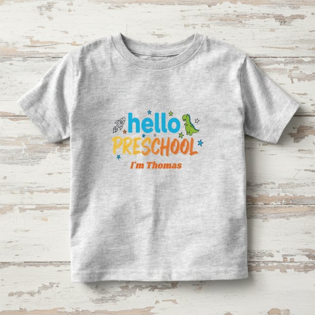 Camiseta Preschool Shirt, Hello Preschool, First Day  (Criador carregado)