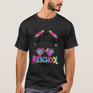 Camiseta Preschool Vibes Mensageira Bun Girl De Volta À Esc