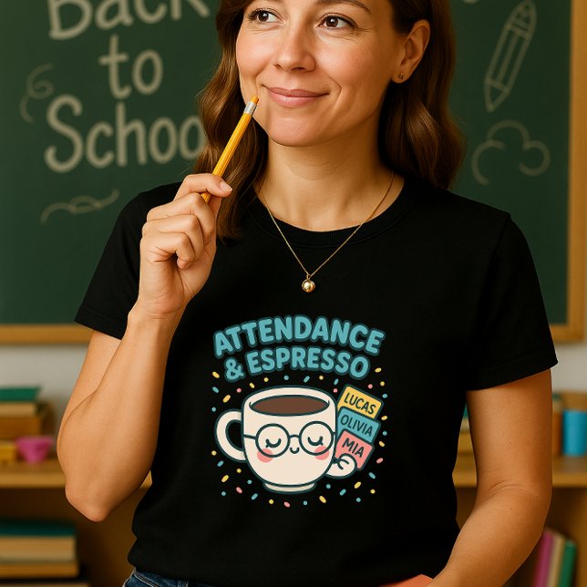 Camiseta Presença do professor & Espresso; Bonito Café & No (Criador carregado)