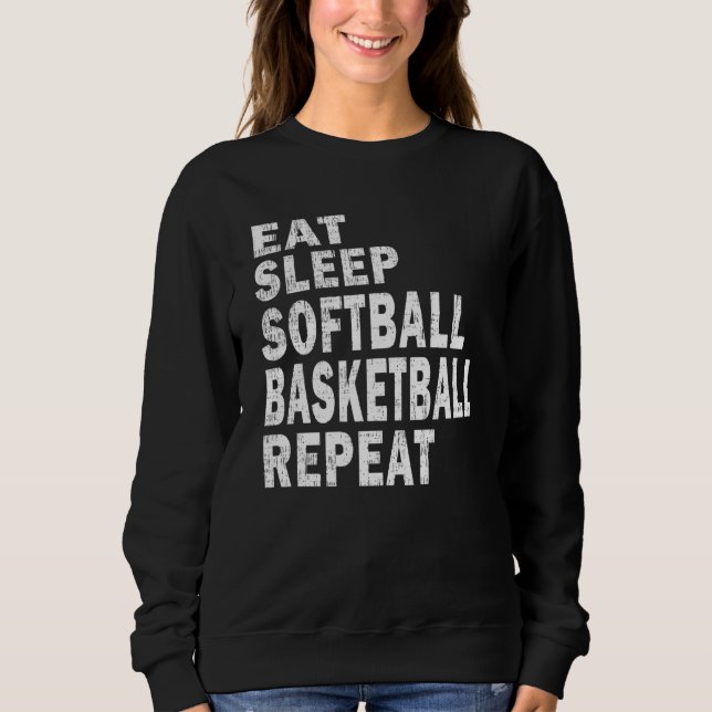 Camiseta Present Eat Sleep Softball Basketball Repeat Boys (Frente)