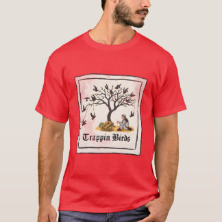 Camiseta Presente antigo estilo de vitrine de pássaros da a