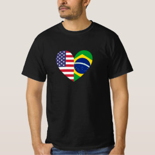 Camiseta Presente brasileiro nos EUA dois corações