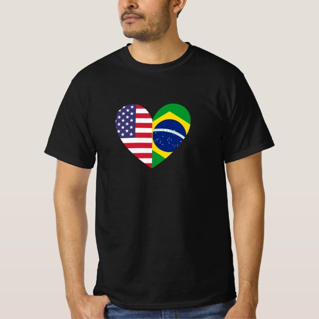 Camiseta Presente brasileiro nos EUA dois corações (Frente)