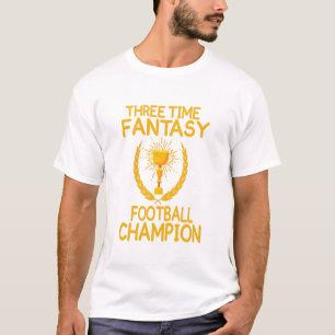 Camiseta Presente campeão de futebol de fantasia três vezes