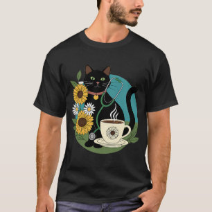 Camiseta Presente Caneca de Café Estetoscópio Gato Preto