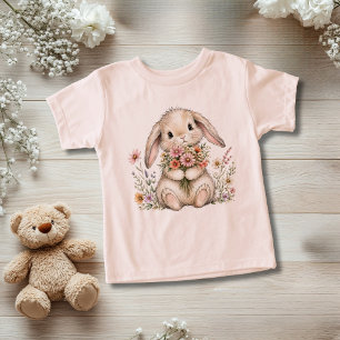 Camiseta Presente Caprichoso de Flores de Coelhinho Bebê pa