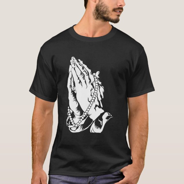 Camiseta Presente católico e abençoado pelas mãos de oração (Frente)