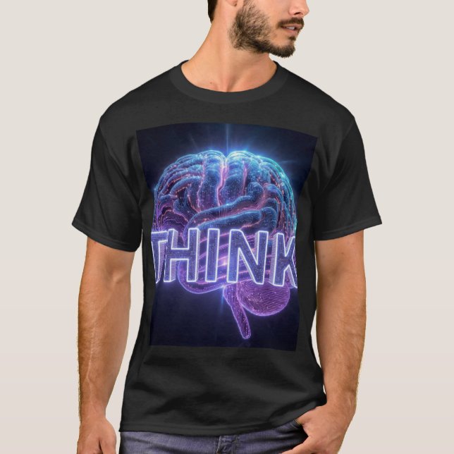Camiseta Presente Cérebro Neon THINK - Caneca de Programado (Frente)