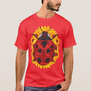Camiseta Presente com tema de besouro, girassol, joaninha e