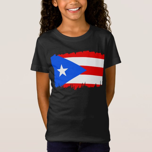 Camiseta Presente da Bandeira de Porto Rico Fã de Futebol E (Frente)