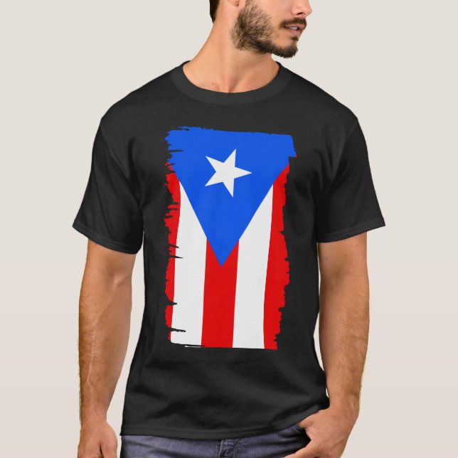Camiseta Presente da Bandeira de Porto Rico Fã de Futebol E (Frente)