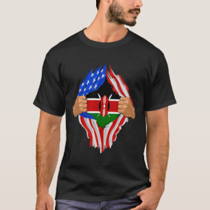 Camiseta Presente da Bandeira do Quênia Sangue Queniano Den