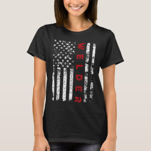 Camiseta Presente da Bandeira dos EUA do Soldador Antigo Pr