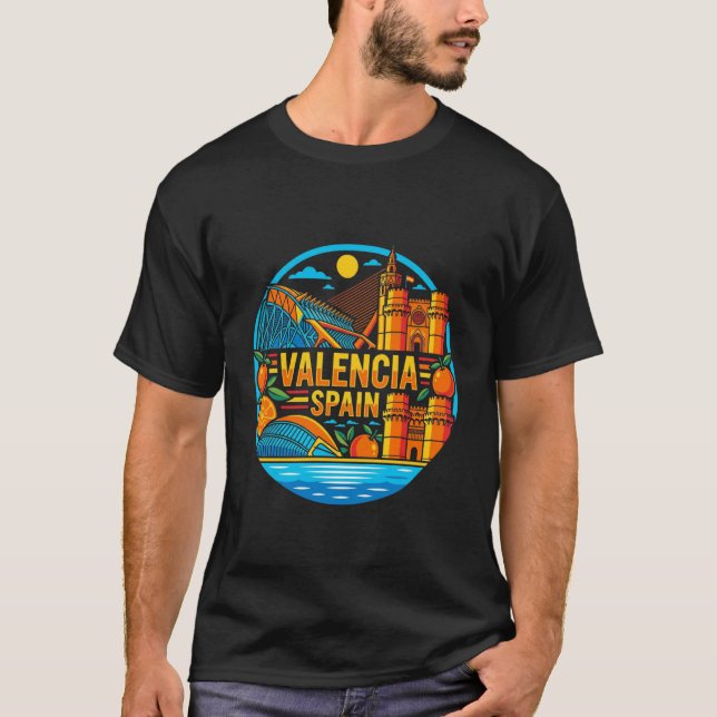 Camiseta Presente da cidade de Valência Espanha Viagem (Frente)