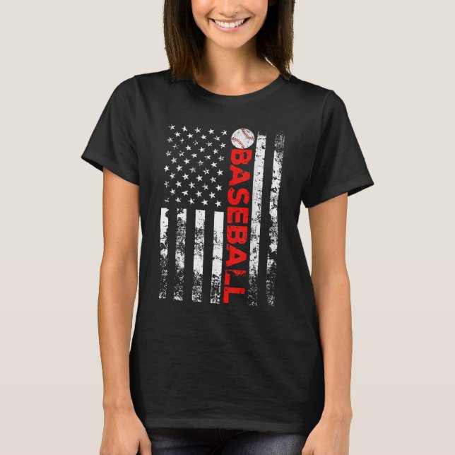 Camiseta Presente da Equipe de Beisebol da Bandeira America (Frente)