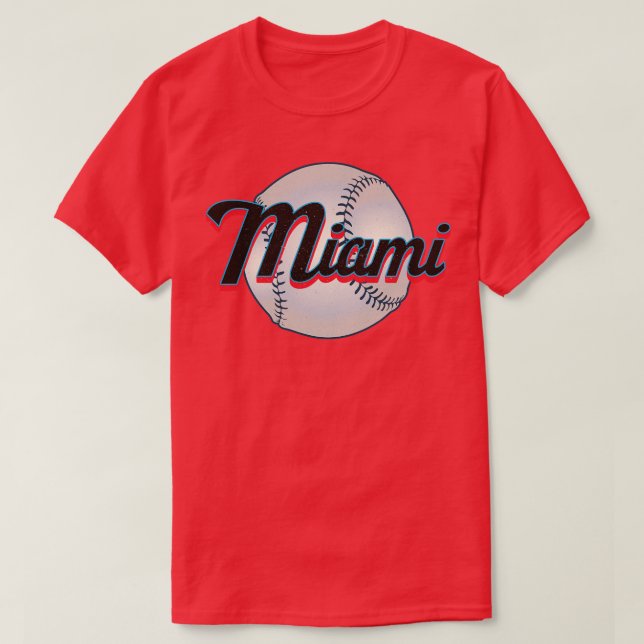 Camiseta Presente da equipe de beisebol de Miami Baseball V (Frente do Design)