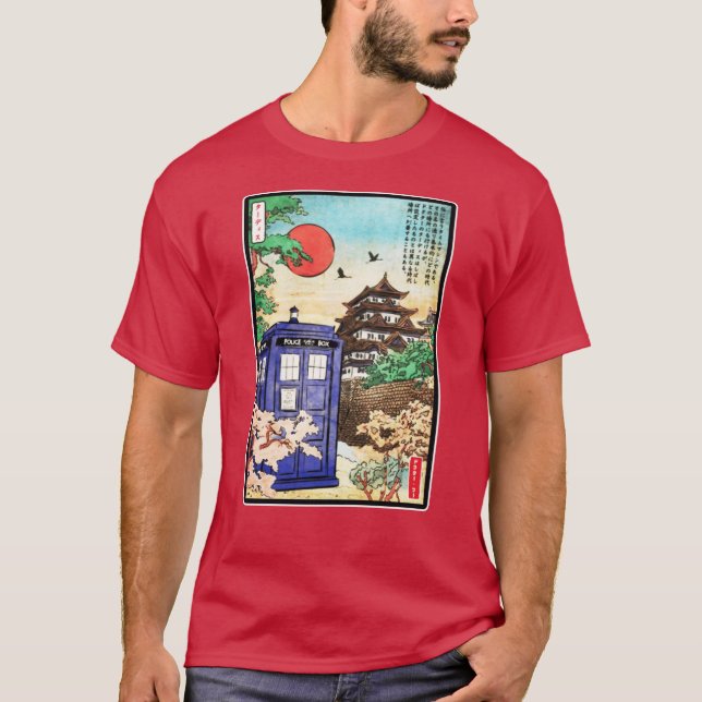 Camiseta Presente da paisagem retro do edifício do Japão em (Frente)