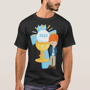 Camiseta Presente da Primeira Comunhão do Menino 2023 Cruz