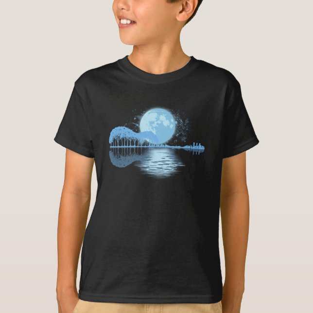 Camiseta Presente da reflexão da guitarra (Frente)