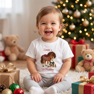 Camiseta Presente de 1º Natal do Pônei Personalizado para B