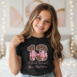 Camiseta Presente de 13º Aniversário Laço Estampa de Leopar