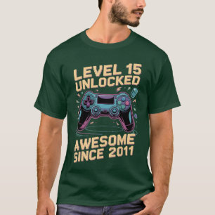 Camiseta Presente de 15 anos para menino nível 15 Gamer 201