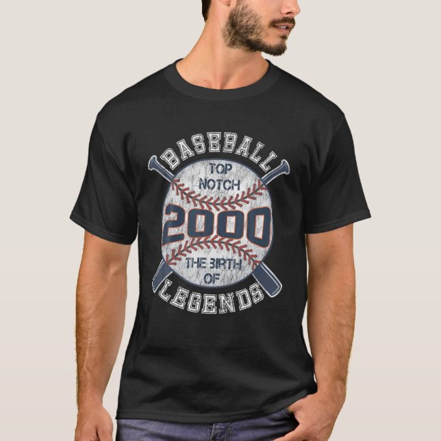 Camiseta Presente de 22º aniversário de beisebol 2000 22 an (Frente)