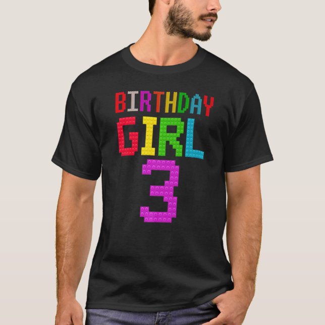 Camiseta Presente de 3º aniversário fofo, construção de blo (Frente)