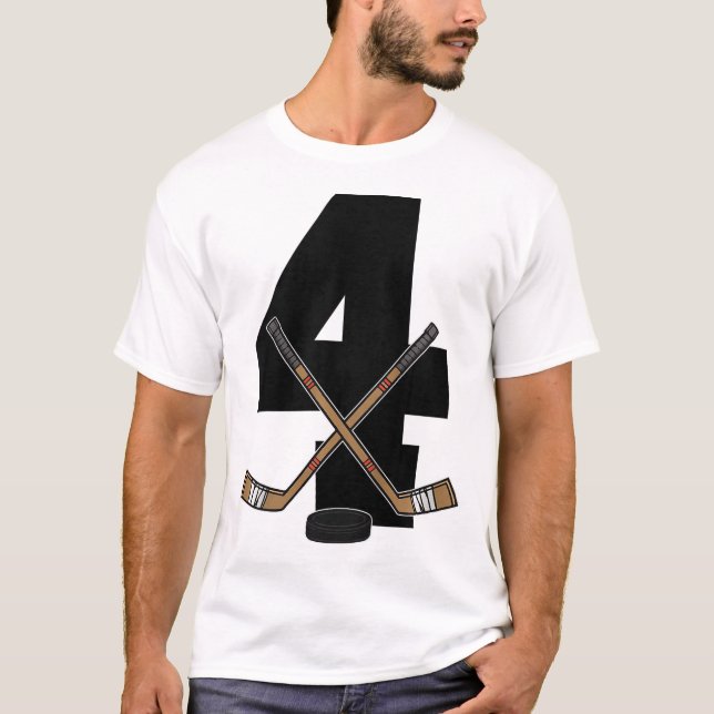 Camiseta Presente de 4º aniversário de hóquei no gelo infan (Frente)