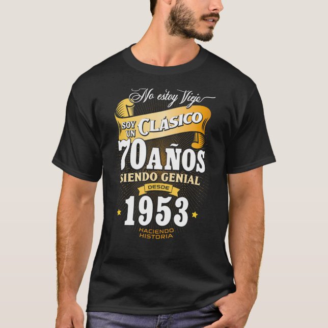 Camiseta Presente de 70 de aniversário para homens em espan (Frente)