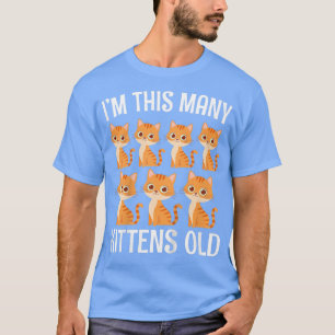 Camiseta Presente de 7 Anos Gatinho Fã Aniversário Kawaii C