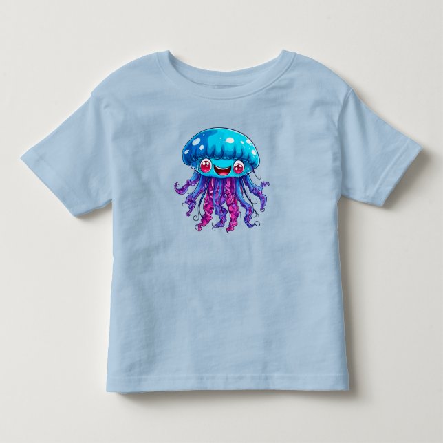 Camiseta 🪼 Presente de Água-Viva Fofa para Crianças do Oce (Frente)
