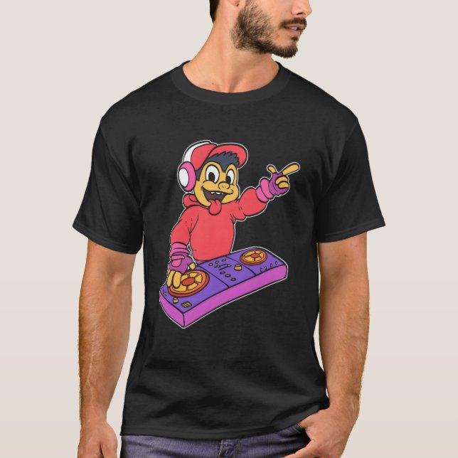Camiseta Presente de amante de música Monkey DJ retrô (Frente)