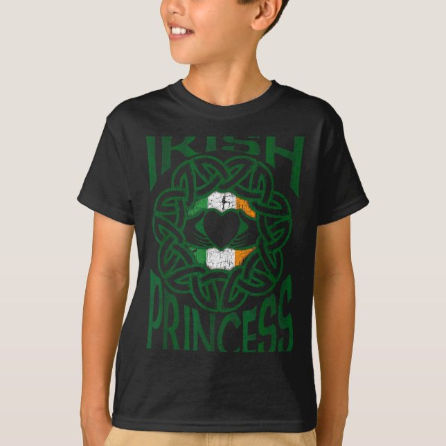 Camiseta Presente de Anel Claddagh de Nó Celta Princesa Irl (Frente)