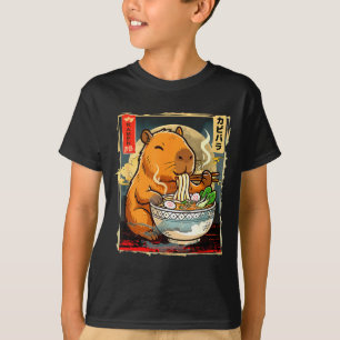 Camiseta Presente de anime de capivara fofa comendo macarrã