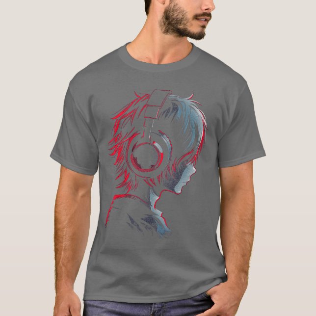 Camiseta Presente de anime mangá para fone de ouvido (Frente)