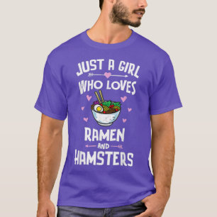 Camiseta Presente de anime Ramen e Hamsters para meninas