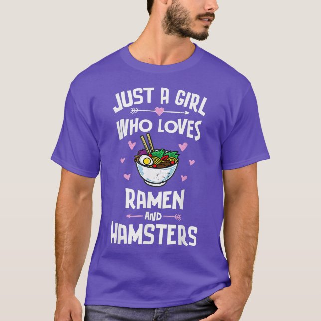 Camiseta Presente de anime Ramen e Hamsters para meninas (Frente)
