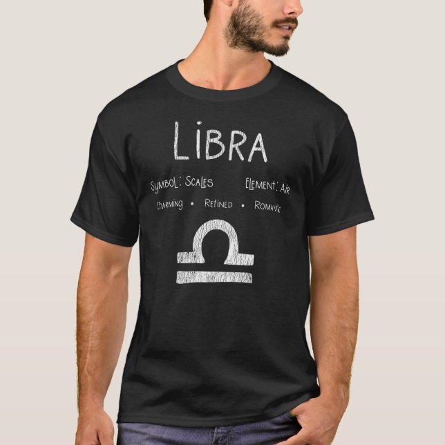 Camiseta Presente de Aniversário com Signo de Libra Vintage (Frente)