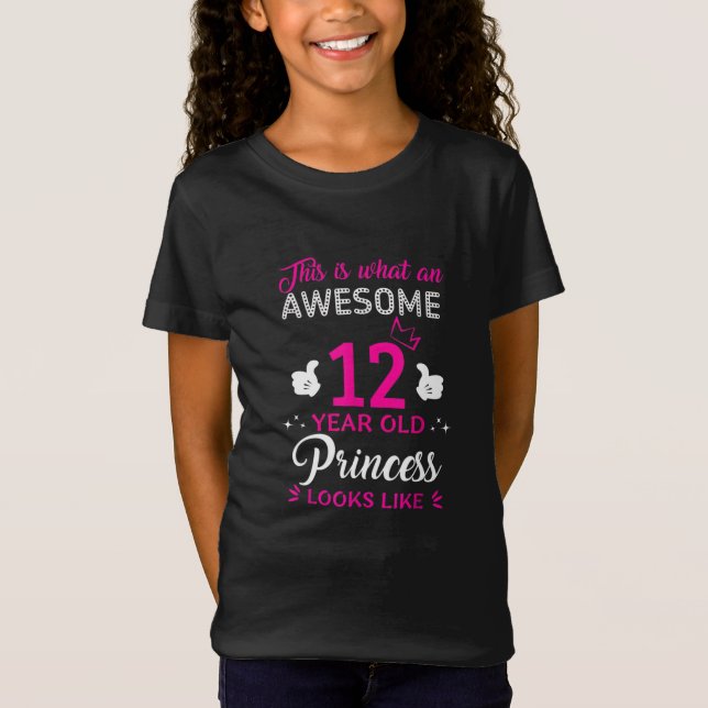 Camiseta Presente de aniversário de 12 anos para a princesa (Frente)