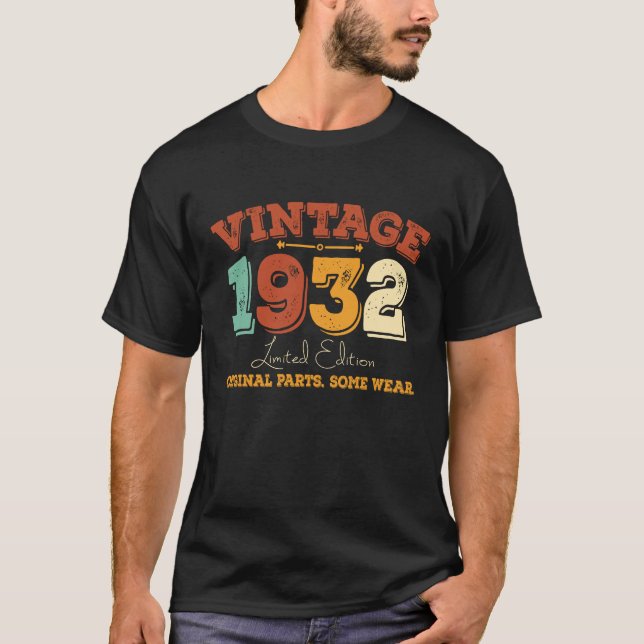 Camiseta Presente de aniversário de 1932 Vintage 90 (Frente)