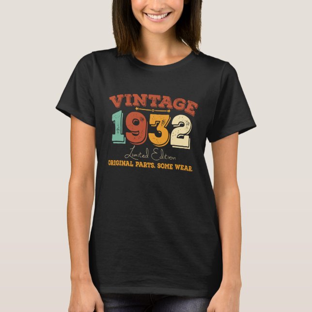 Camiseta Presente de aniversário de 1932 Vintage 90 (Frente)